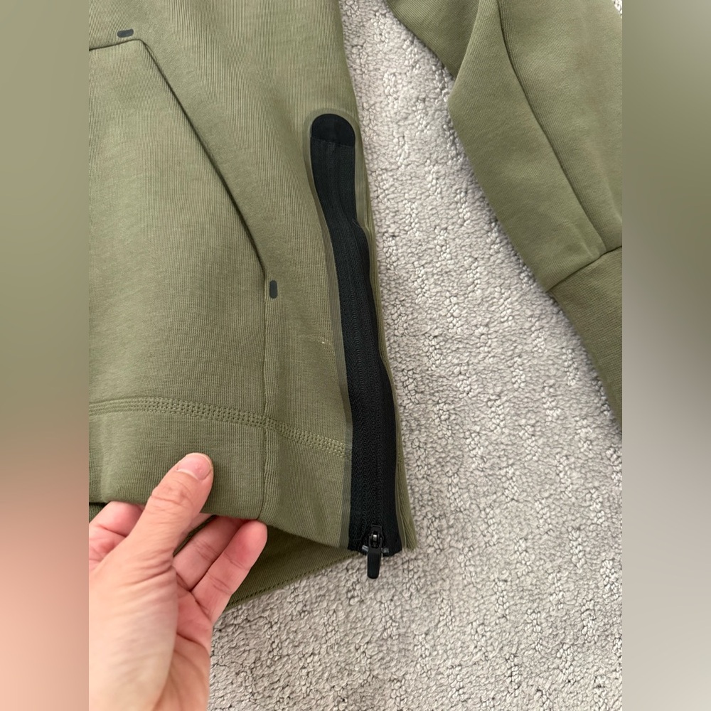 Nike Women’s Sportswear Tech Fleece Essential Full Zip Hoodie in Olive Green - Picture 6 of 13